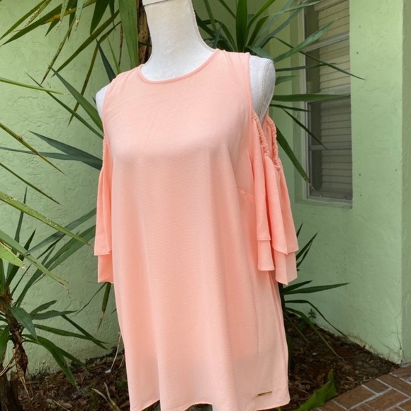 Michael Kors Blush Pink Cold Shoulder Shirt - Picture 3 of 8
